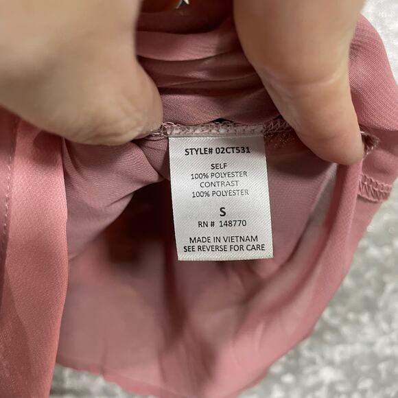 Sienna Sky Blue Pink Floral Sleeveless Chiffon Layered Top - Size Small - V-Neck - Picture 5 of 6